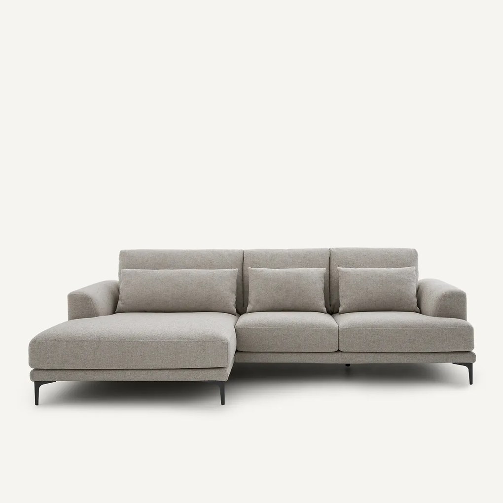 XL longchair links van viscose met structuur en linnen, MARSILE