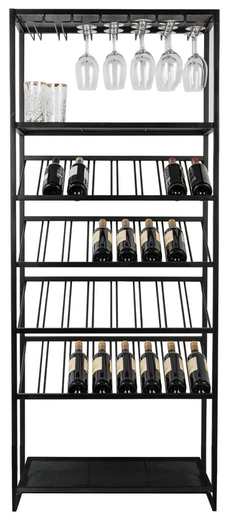 Zuiver Cantor Zwart Metalen Wijnrek - 75x35x180cm.