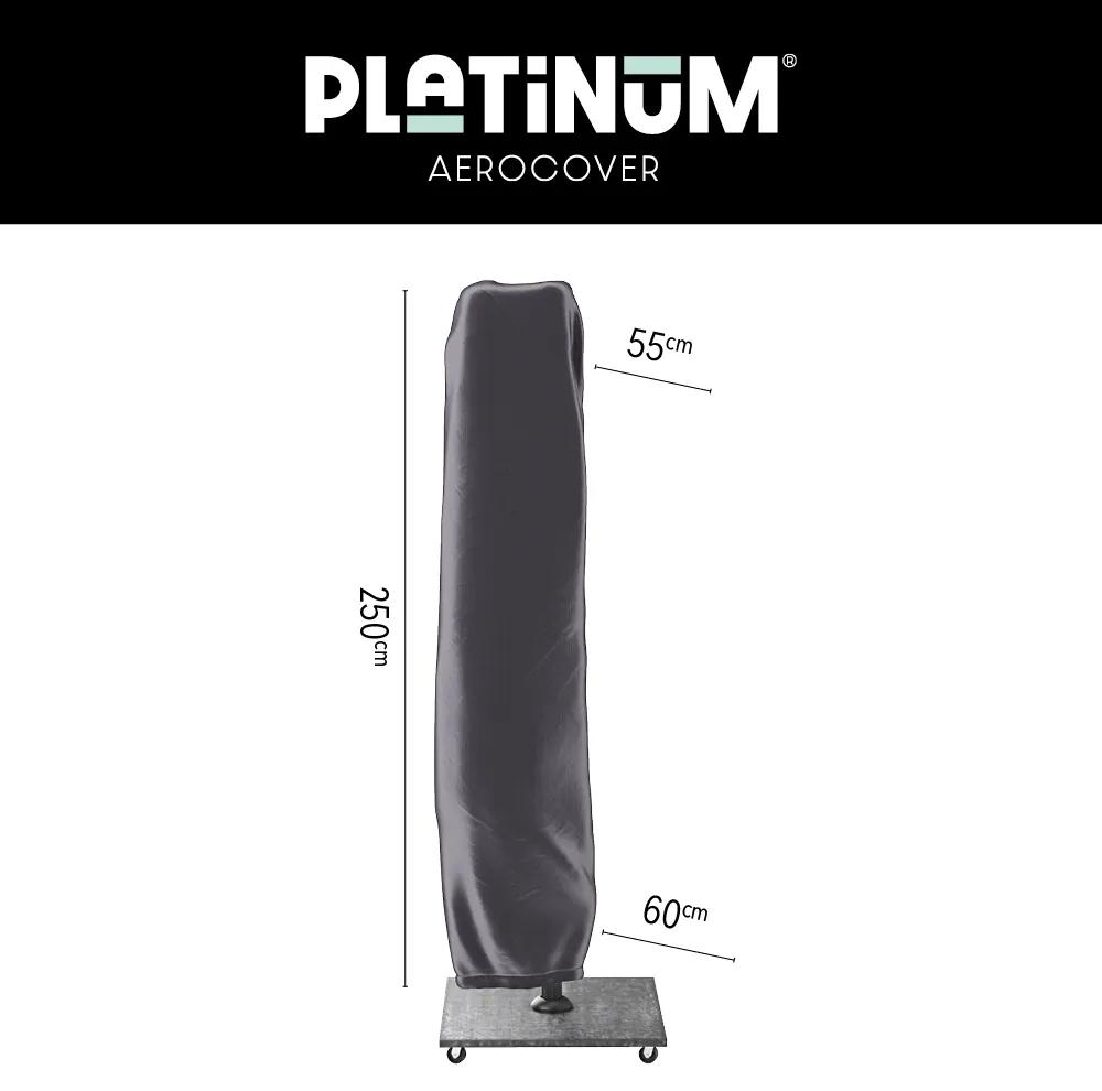 Platinum Voyager ronde zweefparasol T1 3 m. - Light Grey met ingraafvoet en hoes