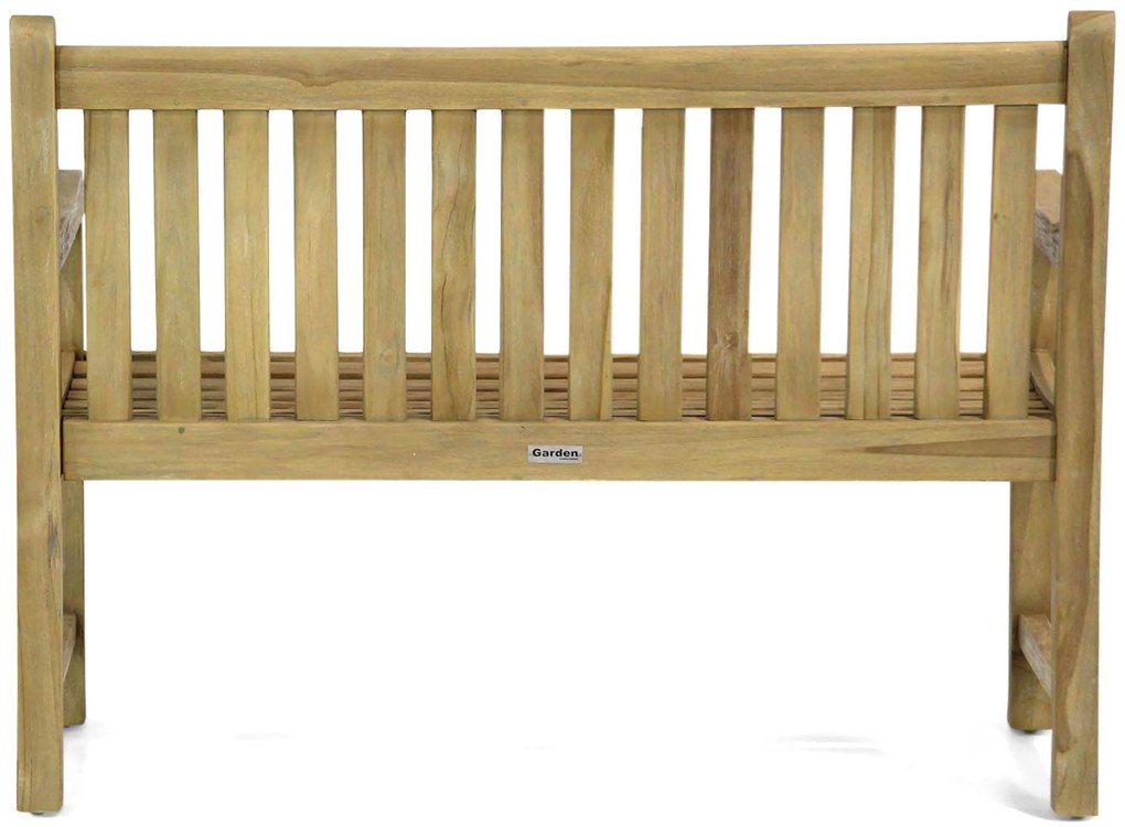 Tuinbank  teak 120 cm incl. kussen antraciet Teak Old teak greywash Garden Collections Preston  incl. kussen antraciet