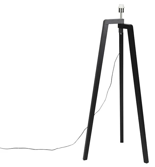 Landelijke vloerlamp tripod zwart zonder kap - Puros