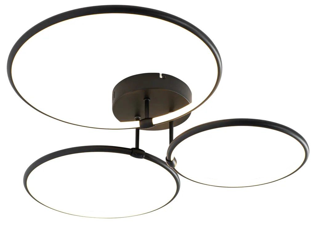 Design plafondlamp zwart incl. LED 3-staps dimbaar 3-lichts - Joaniqa Modern rond Binnenverlichting Lamp