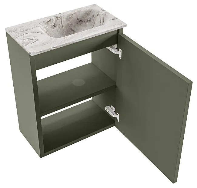 Mondiaz Ture DLux toiletmeubel 40cm army met wastafel glace rechts zonder kraangat