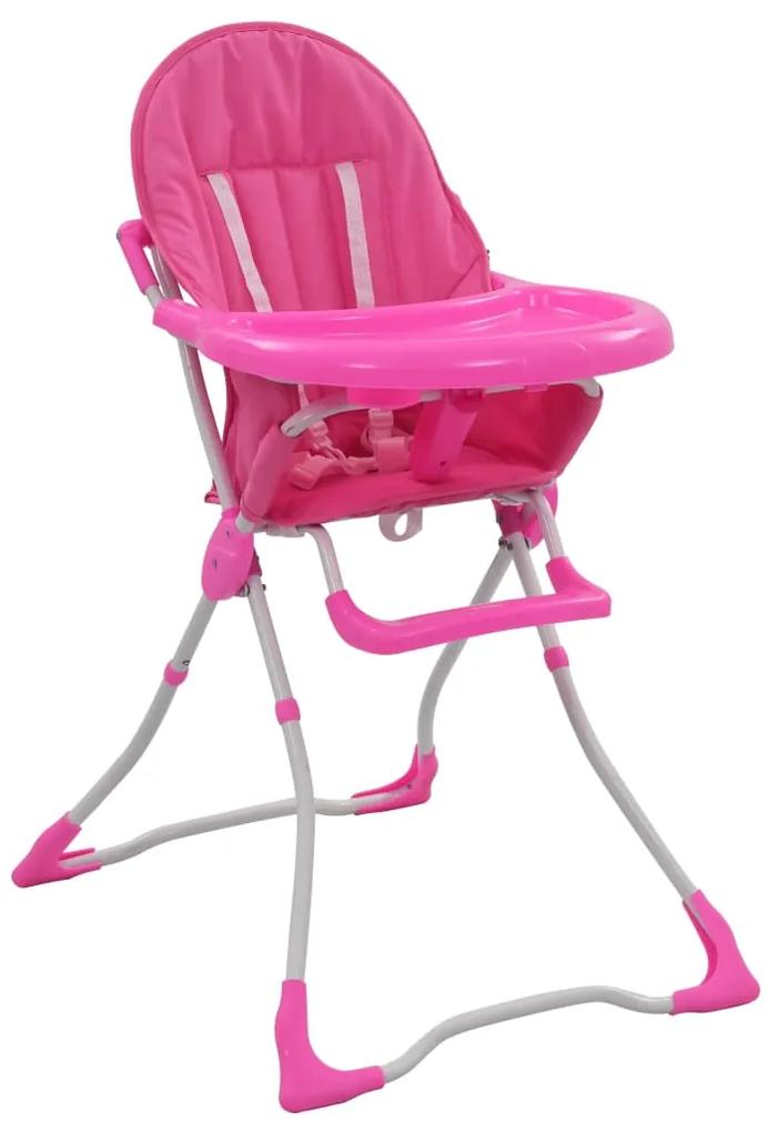 vidaXL Kinderstoel hoog roze en wit