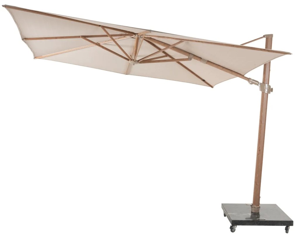 4-Seasons zweefparasol Siesta 300 x 300 cm - Woodlook/Sand