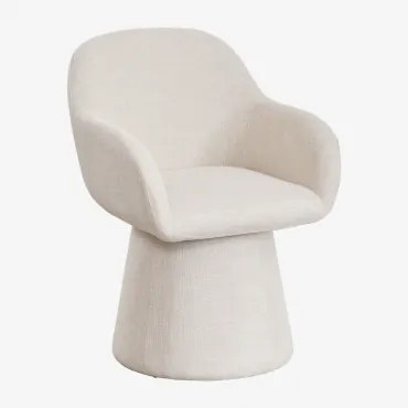 Draaibare Beklede Fauteuil Erica Stof Crème Beige - Sklum