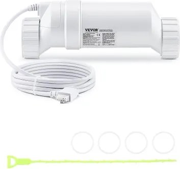 VEVOR zoutwaterchlorinatorsysteem, zwembadchloreringscel geschikt voor Hayward W3T-Cell-3 (T3), zwembadcel zoutwatersysteem voor ingegraven zwembaden tot 15.000 gallon, 4,6 m stroomkabel, wit