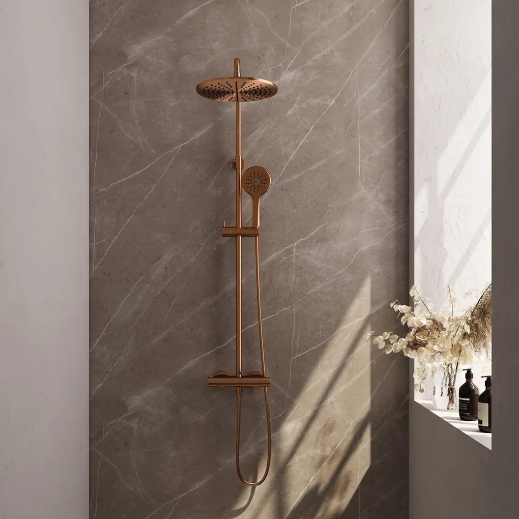 Brauer Copper Edition opbouw regendoucheset met 3 standen handdouche en hoofddouche 30cm koper geborsteld PVD