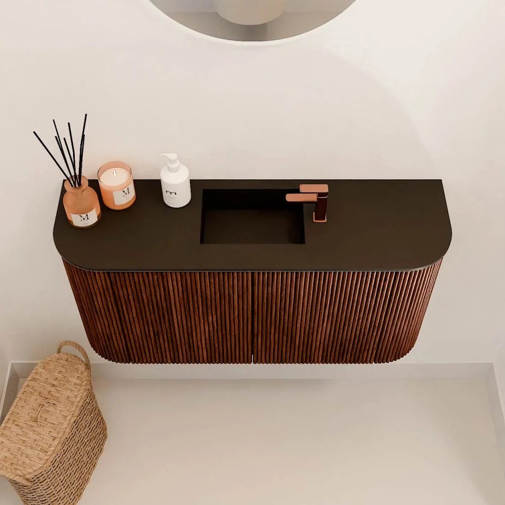 Mondiaz Joya 85cm toiletmeubel ronding links/rechts ruby met wastafel faye midden 1 kraangat urban