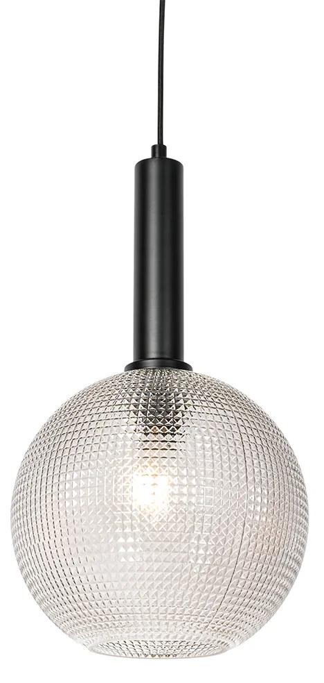Design hanglamp zwart met smoke glas - Chico Design E27 rond Binnenverlichting Lamp