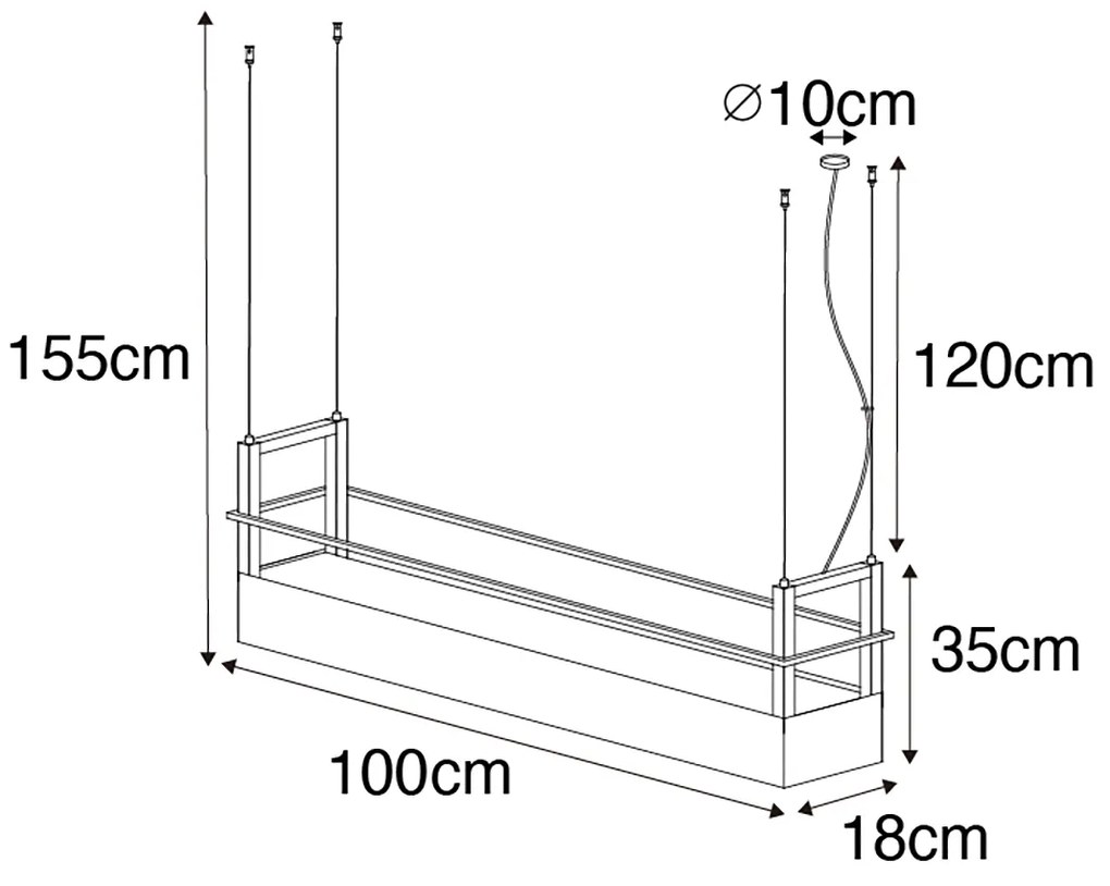 Eettafel / Eetkamer Smart hanglamp met dimmer zwart met rek incl. 4 Wifi GU10 - Cage Rack Industriele / Industrie / Industrial GU10 Binnenverlichting Lamp