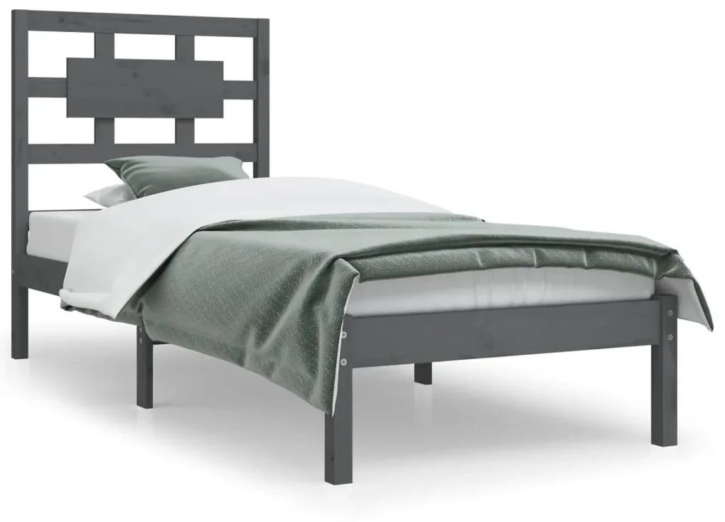 vidaXL Bedframe massief grenenhout grijs 100x200 cm