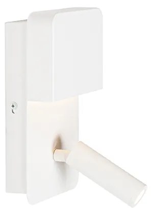Wandlamp wit incl. LED met USB en leeslamp met schakelaar - Robin