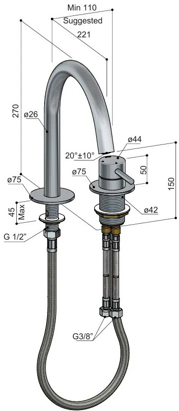 Hotbath Buddy 2-gats wastafelkraan geborsteld zwart PVD