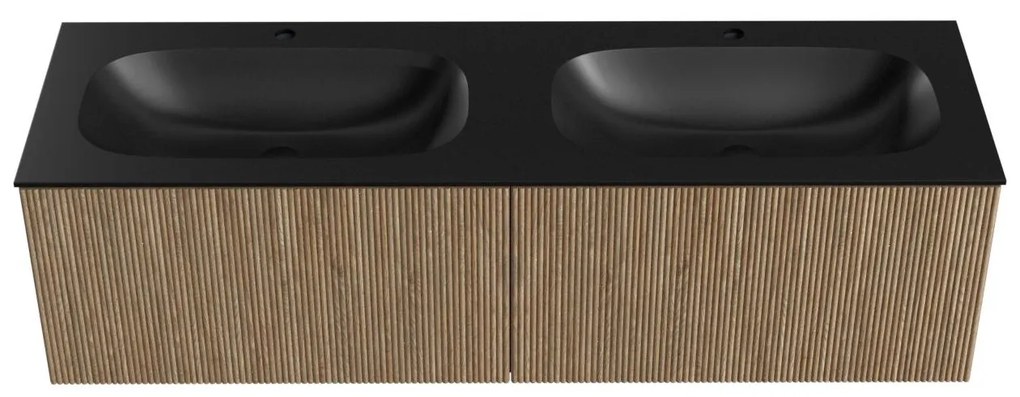 Mondiaz Kurve 150cm badmeubel dusk met 2 lades en wastafel big small dubbel 2 kraangaten urban