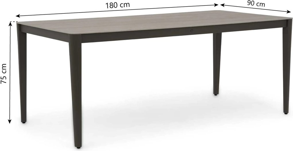 Dining Tuintafel rechthoekig 180x90 cm Taupe Livo