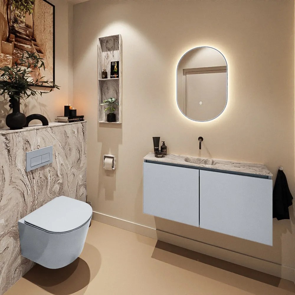 Mondiaz Ture DLux toiletmeubel 100cm clay met wastafel glace midden zonder kraangat