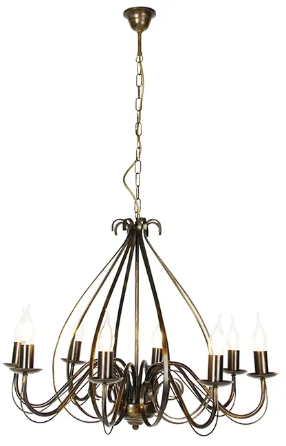 Klassieke kroonluchter antiek goud 8-lichts - Giuseppe Art Deco E14 rond Binnenverlichting Lamp
