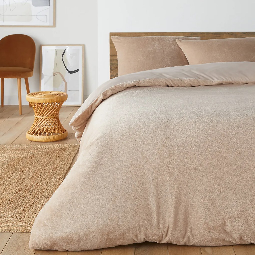 Bedset in donzige fleece stof, rechthoekige kussensloop