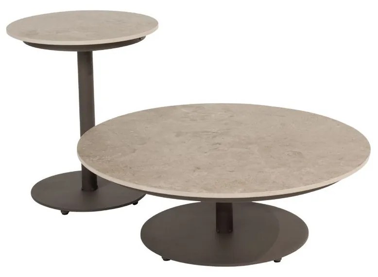 4 Seasons Outdoor Boaz loungetafel terre met blad Ø 80 cm (H 30 cm) SALE Loungetafel bruin weerbestendig