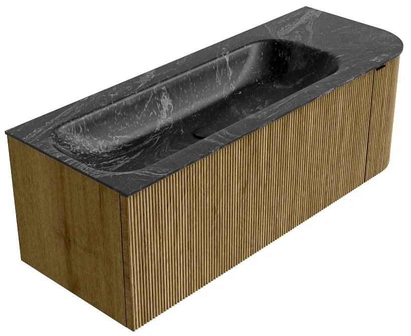 Mondiaz Kurve-dlux 125cm badmeubel ronding rechts dusk met 1 lade en deur en wastafel big medium links zonder kraangat lava