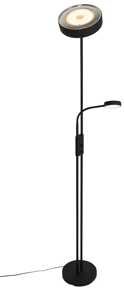 Vloerlamp zwart incl. LED en dimmer met leeslamp - Kelso