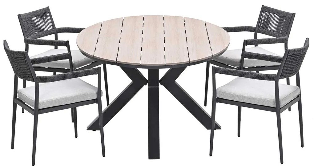 Garden Impressions Tineo tuinset 5-delig - Tulli tuintafel 180x115 cm - light teak vironwood