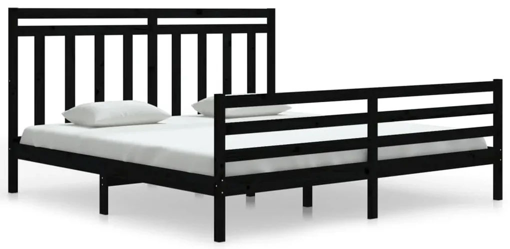 vidaXL Bedframe massief hout zwart 180x200 cm 6FT Super King