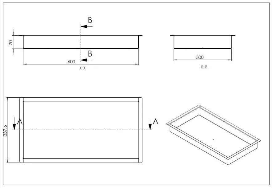 Mueller Black inbouwnis mat zwart 30x60x7cm RVS