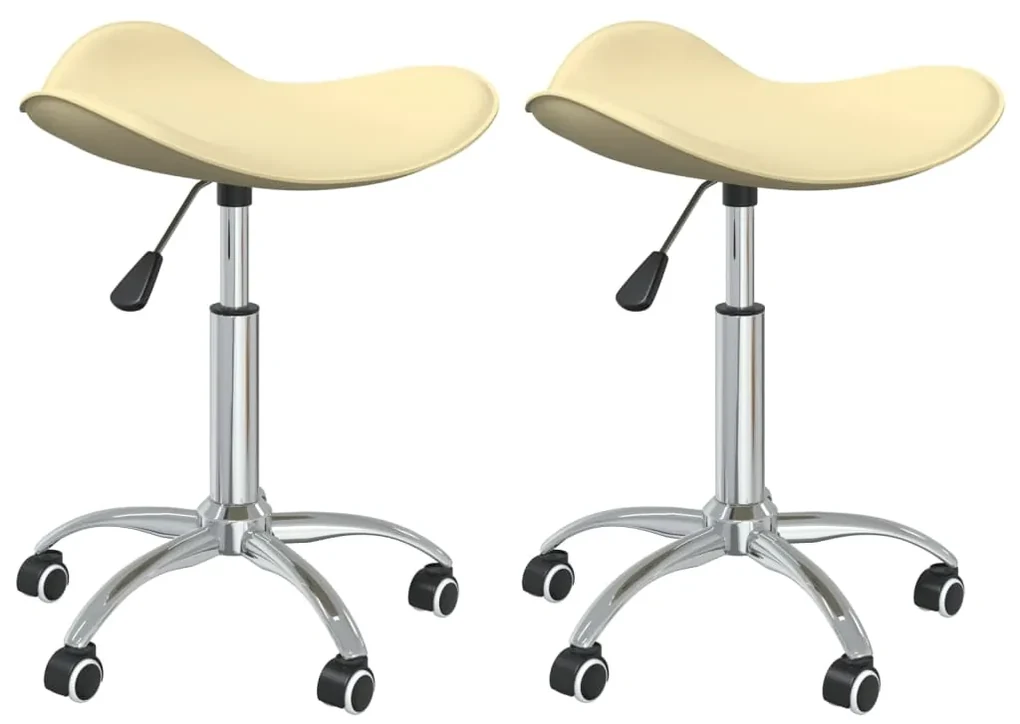 vidaXL Eetkamerstoelen draaibaar 2 st kunstleer crèmekleurig
