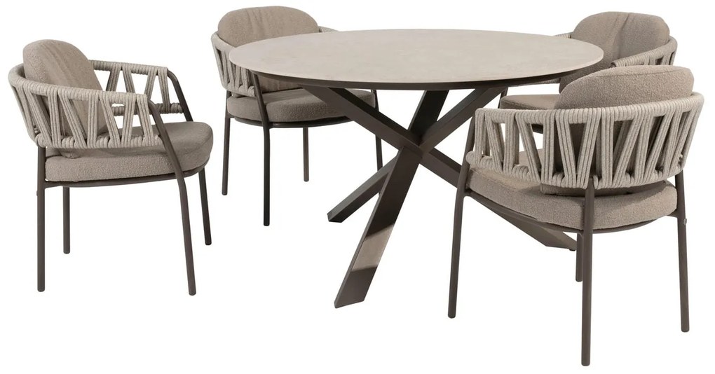 Taste by 4 Seasons Calma tuinset terre met Prado tafel 130 cm Tuinstoel   bruin weerbestendig