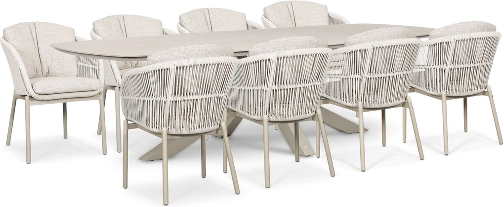 Tuinset 8 personen 300 cm Rope Zand/Beige Lifestyle Garden Furniture Monaco/Voyage