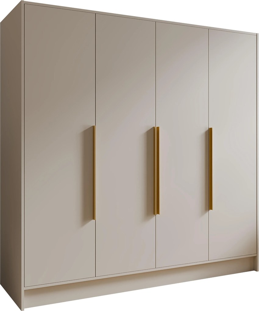 Kledingkast Arecibo 113, Gouden, Kasjmier, 200x200x51cm, 161 kg, Kledingkast deuren: Met scharnieren