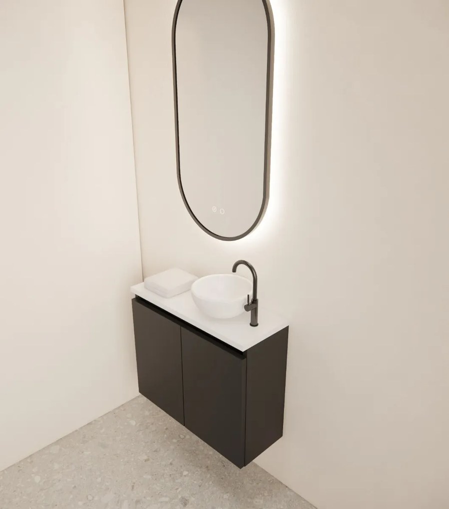 Gliss Design Echo toiletmeubel 60cm zwart mat met toppaneel wit mat