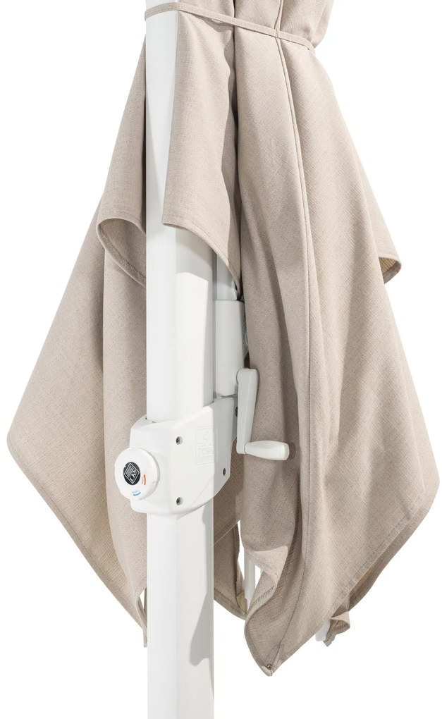 4 Seasons Outdoor Siesta PREMIUM 300 x 300 cm parasol zand doek met wit frame Parasol   houtkleur weerbestendig