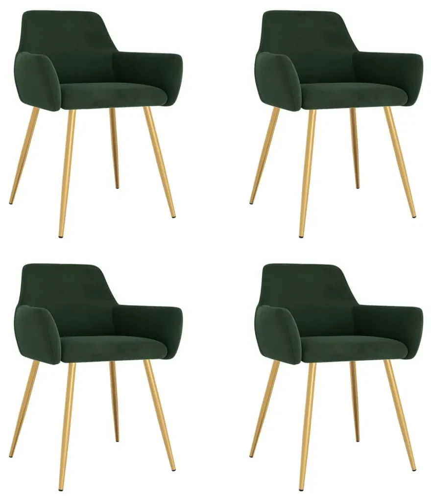 vidaXL Eetkamerstoelen 4 st fluweel donkergroen