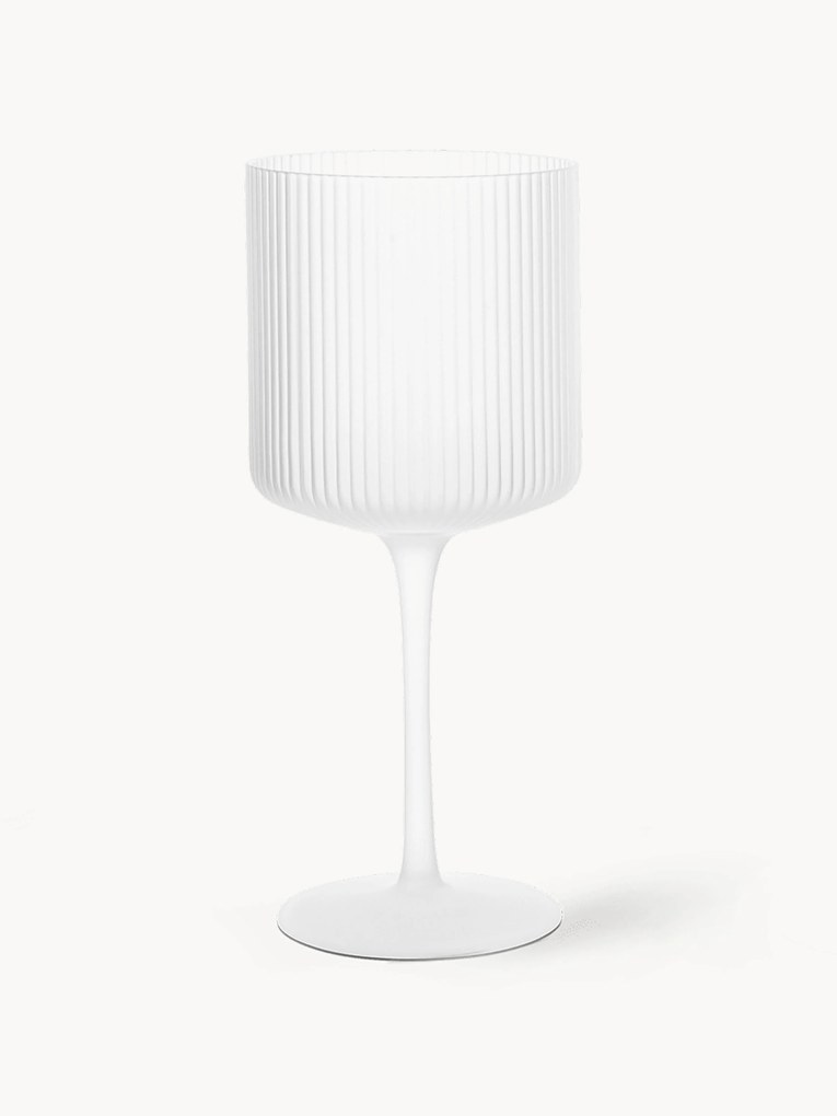 Mondgeblazen rode wijnglazen Ripple met groefreliëf, 2-delig