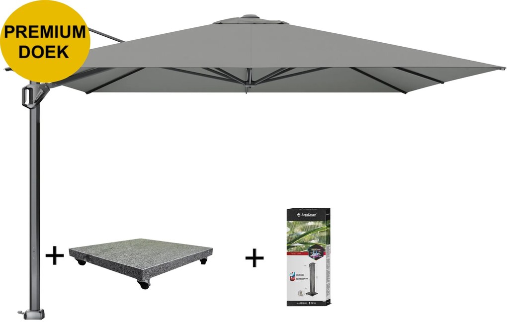 Challenger T1 telescope premium zweefparasol 350x350 cm manhattan met parasolvoet 120kg en hoes