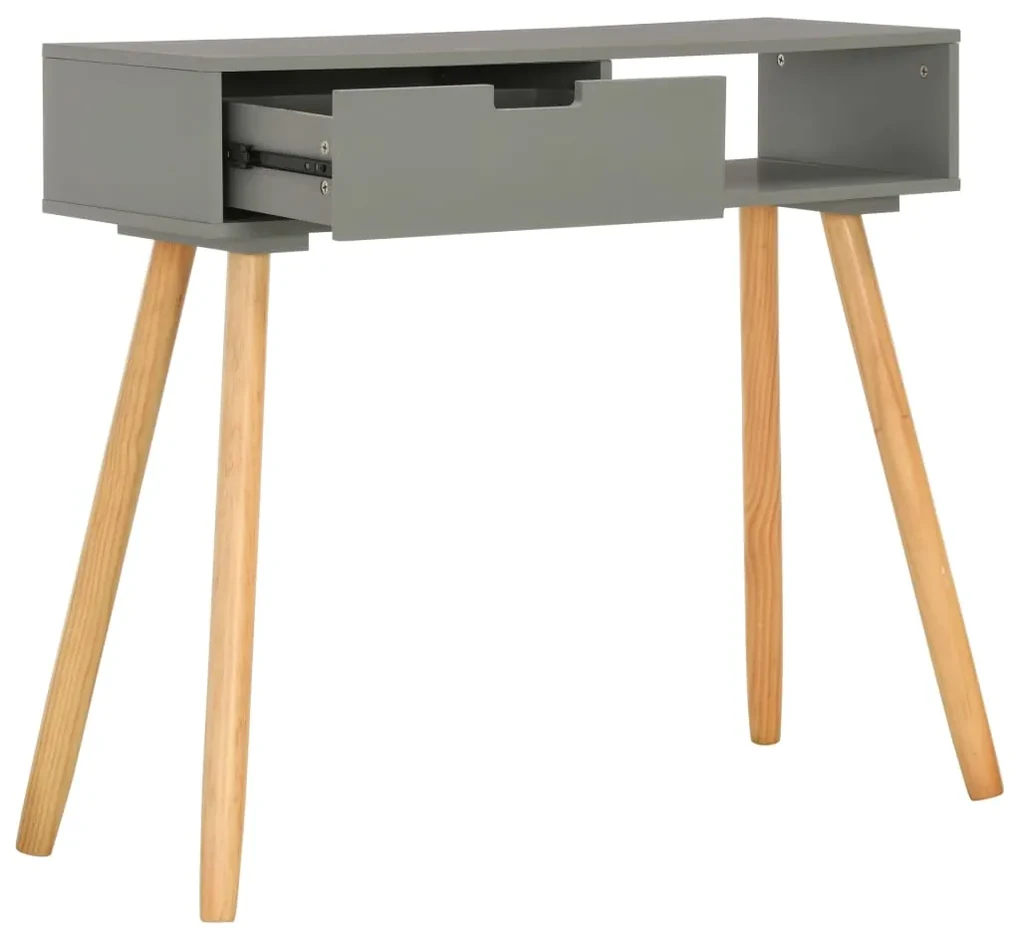 vidaXL Wandtafel 80x30x72 cm massief grenenhout grijs