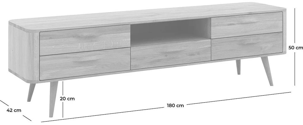 Goossens Tv Meubel Bjarte, 5 laden 1 open vak 180 cm breed