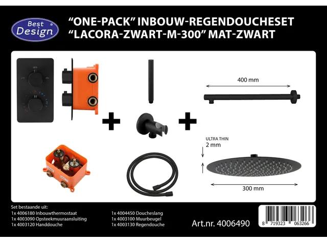 Best Design One Pack inbouw regendoucheset Lacora Nero M 300 mat zwart 4006490