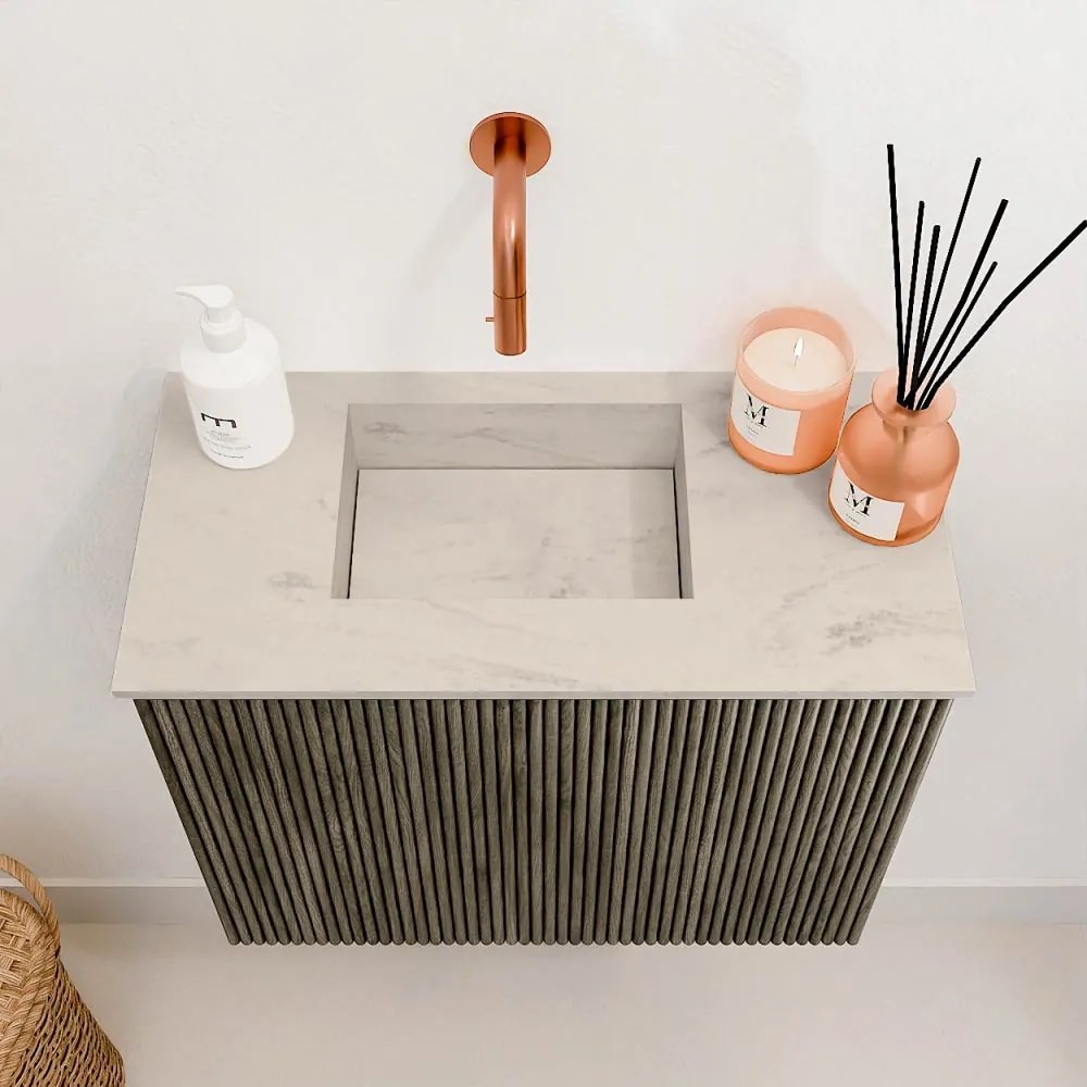 Mondiaz Joya DLux 50cm toiletmeubel shadow met wastafel faye links zonder kraangat opalo