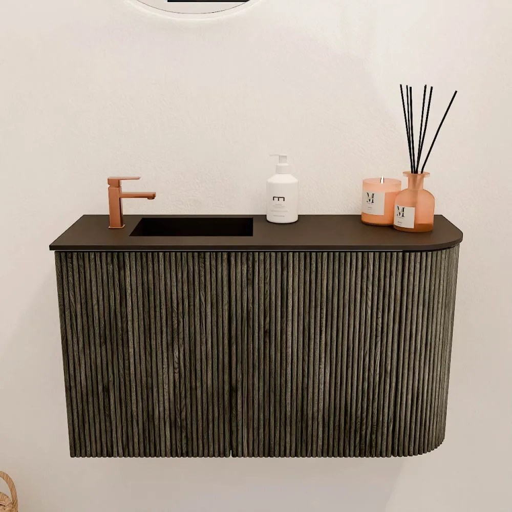 Mondiaz Joya 70cm toiletmeubel ronding rechts shadow met wastafel faye links 1 kraangat urban