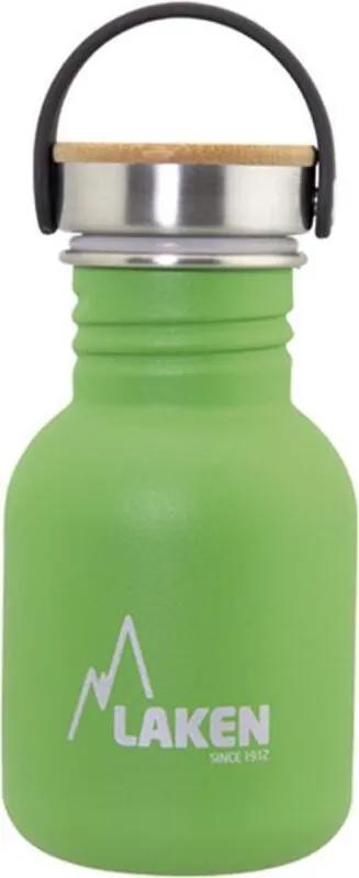 RVS fles Basic Steel Bottle 350ml ,Bamboo S/S Cap - Groen