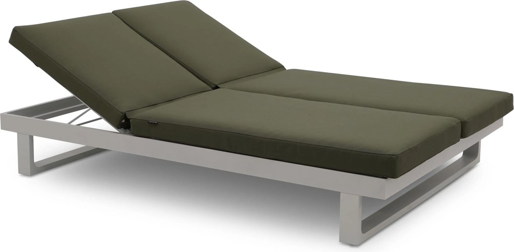 Lifestyle Garden Furniture Massimo Ligbed Met Kussen Wit/moss Green Aluminium Wit