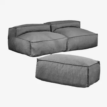 2-delige Modulaire Bank En Poef Dojans Gris Granito - Sklum