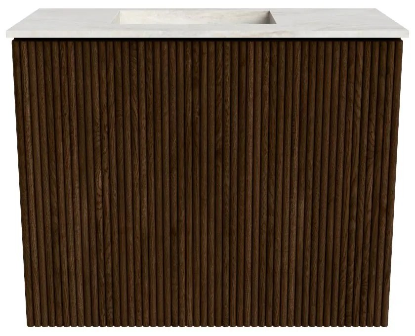 Mondiaz Joya DLux 50cm toiletmeubel walnut met wastafel faye links zonder kraangat ostra