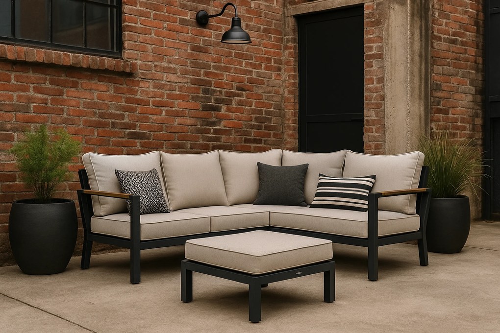 Hoek loungeset 5 personen Aluminium/Polywood (teakfinish) Grijs Lifestyle Garden Furniture Bilbao