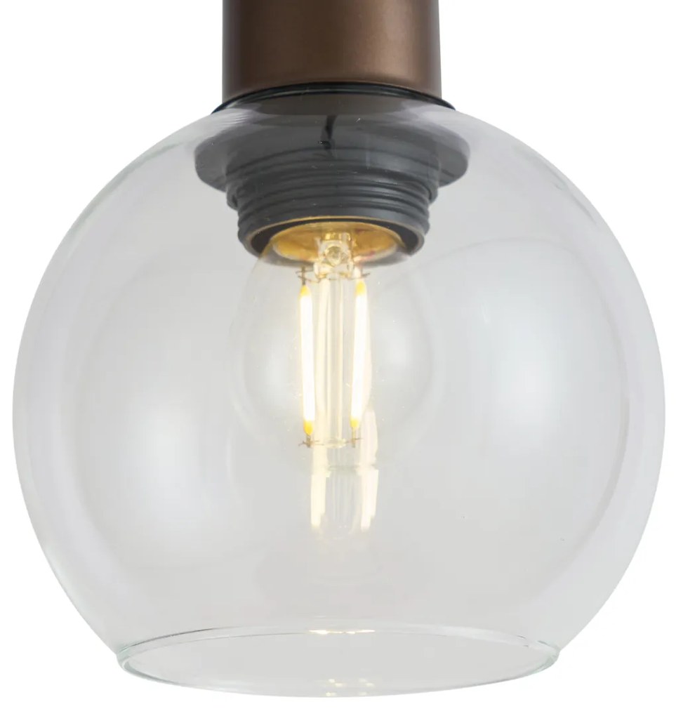 Moderne hanglamp brons met helder glas voor railsysteem 1-fase - Iconic Lava