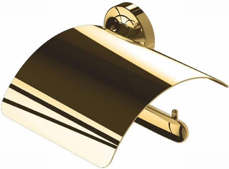 Tone Gold toiletrolhouder met klep, goud
